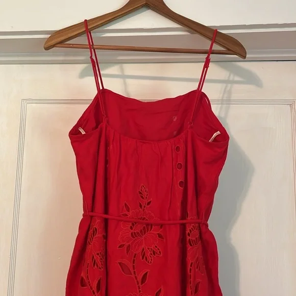 New Farm Rio Porcelain Garden Red Linen Midi Dress size Small -  nationalbodyline.in